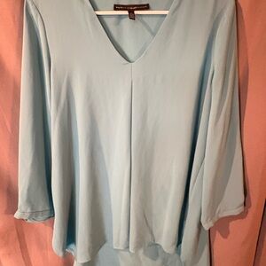 White House Black Market Pale Blue V-Neck Tunic Blouse
